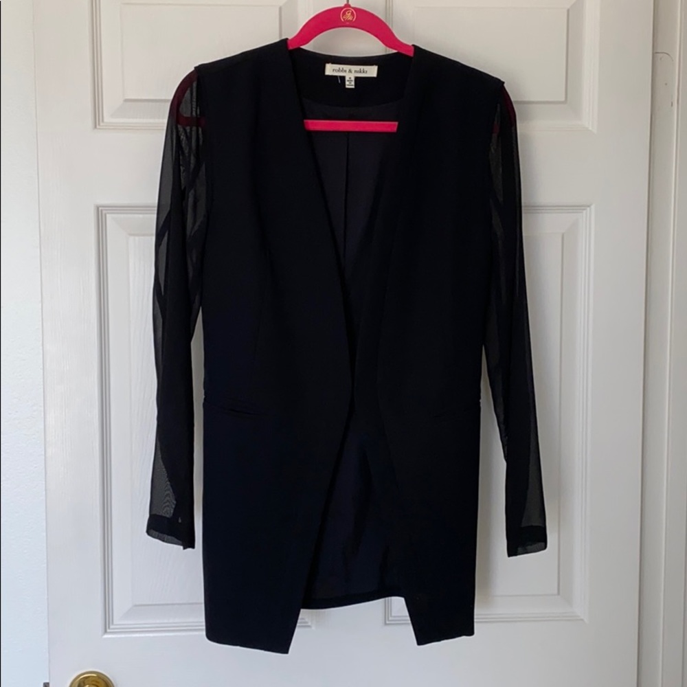 Black blazer with sheer sleeves